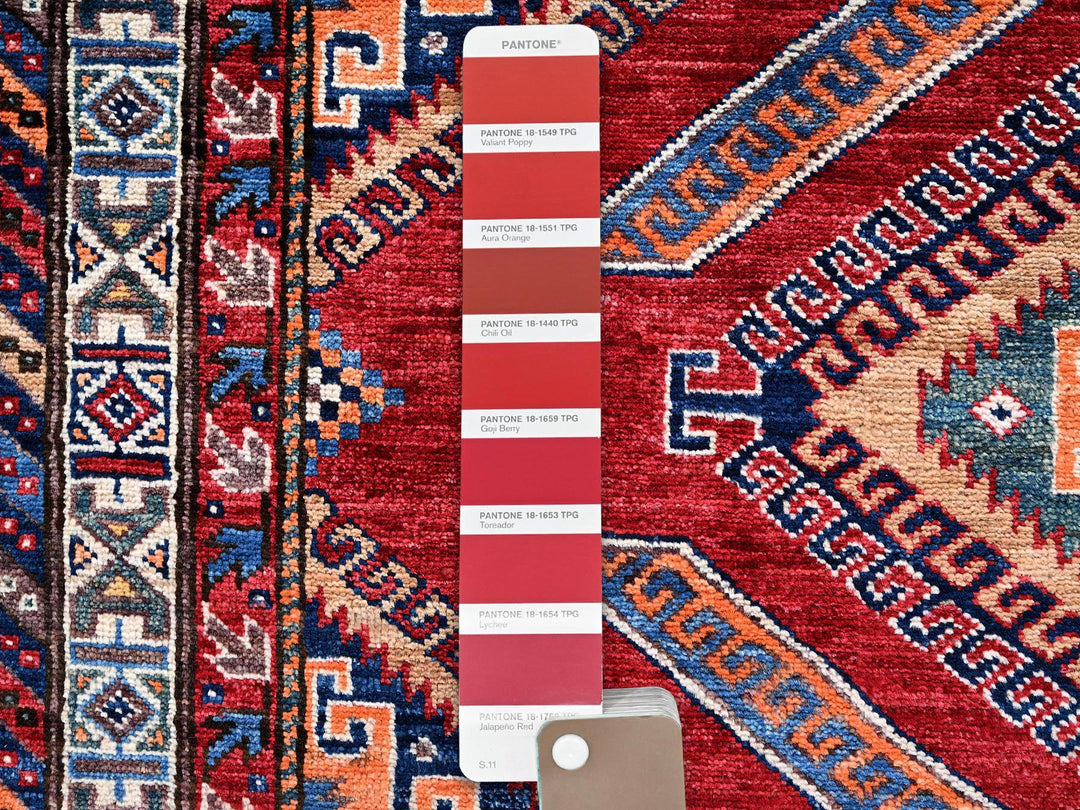 5'1" x 6'6" New Hand Knotted Red Wool Rectangle Oriental Rug - MOA1022668