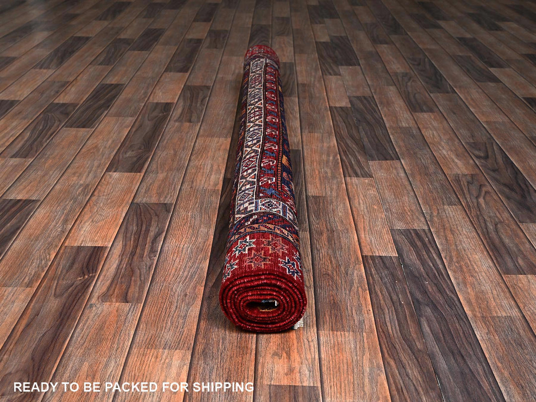 5'1" x 6'6" New Hand Knotted Red Wool Rectangle Oriental Rug - MOA1022668