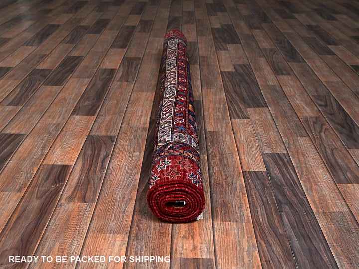 5'1" x 6'6" New Hand Knotted Red Wool Rectangle Oriental Rug - MOA1022668