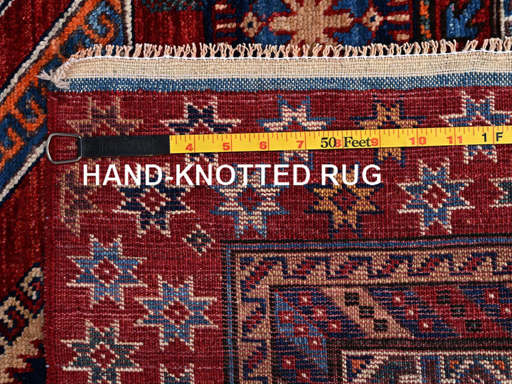 5'1" x 6'6" New Hand Knotted Red Wool Rectangle Oriental Rug - MOA1022668