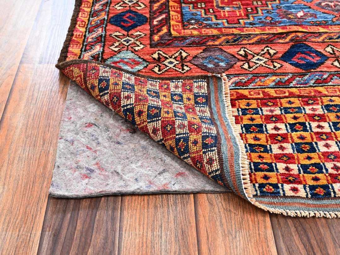 5'0" x 6'10" New Hand Knotted Multicolored Wool Rectangle Oriental Rug - MOA1022669