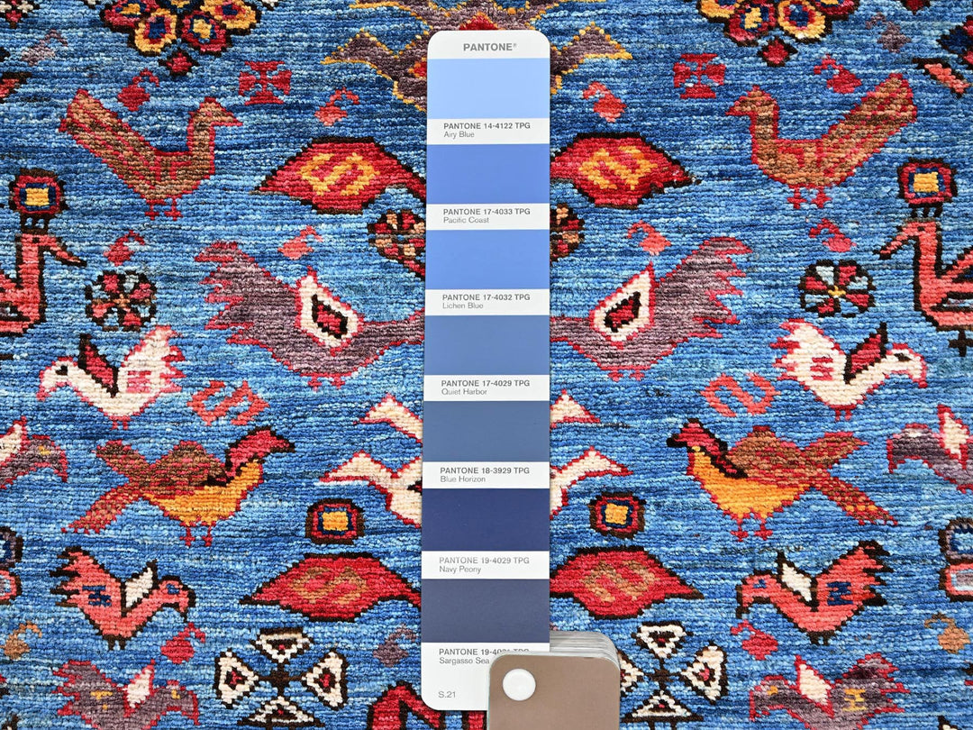 3'6" x 4'7" New Hand Knotted Blue Wool Rectangle Oriental Rug - MOA1022670