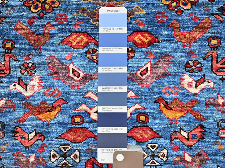 3'6" x 4'7" New Hand Knotted Blue Wool Rectangle Oriental Rug - MOA1022670
