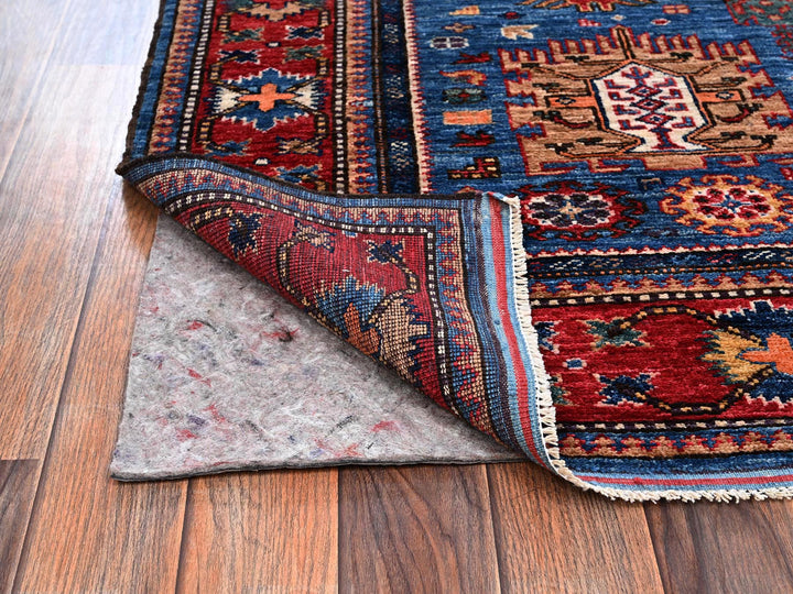 4'2" x 5'0" New Hand Knotted Blue Wool Rectangle Oriental Rug - MOA1022672