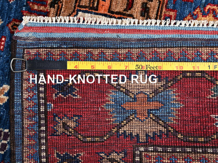 4'2" x 5'0" New Hand Knotted Blue Wool Rectangle Oriental Rug - MOA1022672
