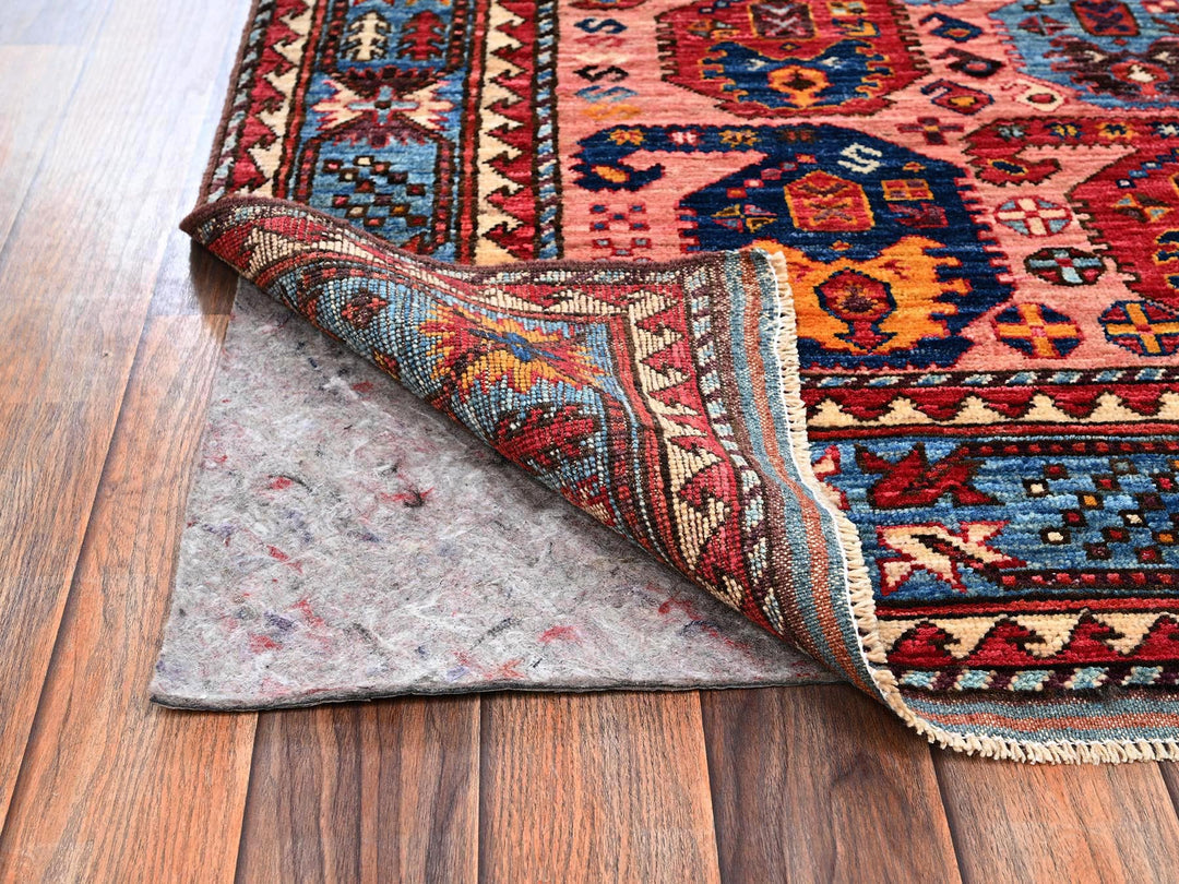 4'2" x 5'5" New Hand Knotted Pink Wool Rectangle Oriental Rug - MOA1022673