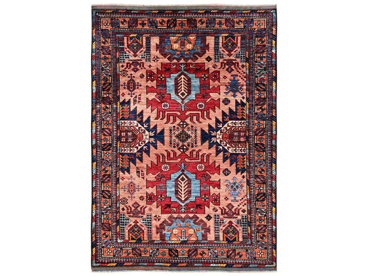 4'3" x 6'0" New Hand Knotted Pink Wool Rectangle Oriental Rug - MOA1022674