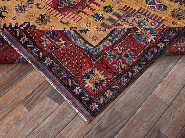 6'4" x 9'6" New Hand Knotted Yellow Wool Rectangle Oriental Rug - MOA1022676