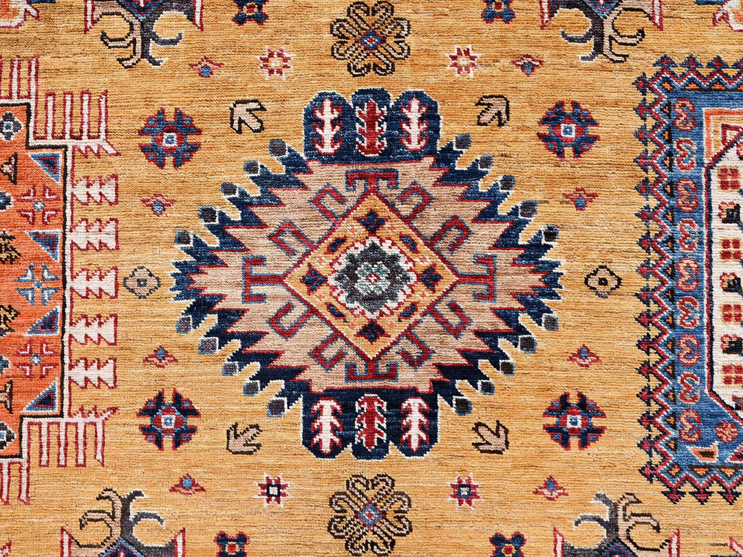 6'4" x 9'6" New Hand Knotted Yellow Wool Rectangle Oriental Rug - MOA1022676