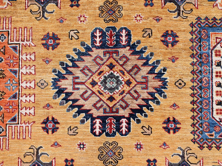 6'4" x 9'6" New Hand Knotted Yellow Wool Rectangle Oriental Rug - MOA1022676
