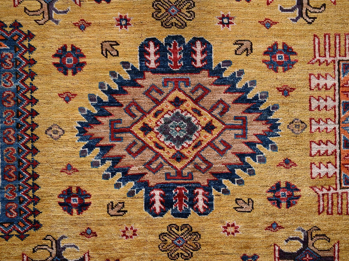 6'4" x 9'0" New Hand Knotted Yellow Wool Rectangle Oriental Rug - MOA1022677