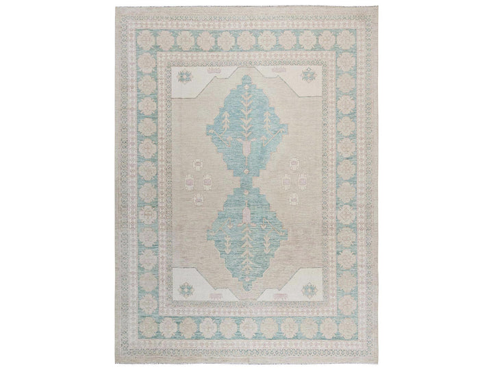 9'10" x 13'8" New Hand Knotted Brown Wool Rectangle Oriental Rug - MOA1022679