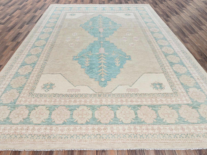 9'10" x 13'8" New Hand Knotted Brown Wool Rectangle Oriental Rug - MOA1022679