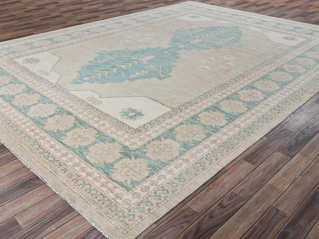 9'10" x 13'8" New Hand Knotted Brown Wool Rectangle Oriental Rug - MOA1022679