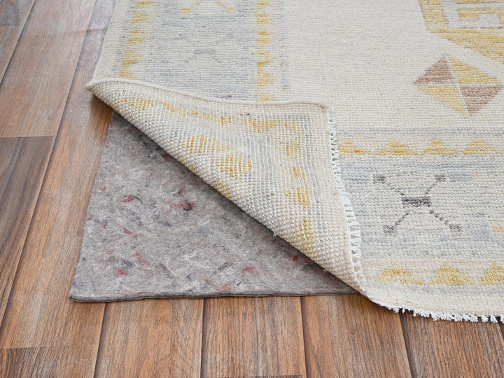 6'0" x 8'11" New Hand Knotted Ivory Wool Rectangle Oriental Rug - MOA1022682