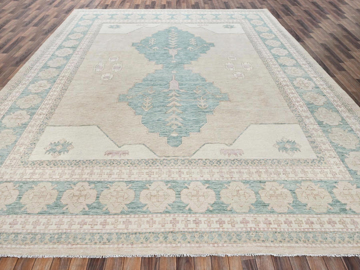 11'8" x 14'8" New Hand Knotted Brown Wool Rectangle Oriental Rug - MOA1022683