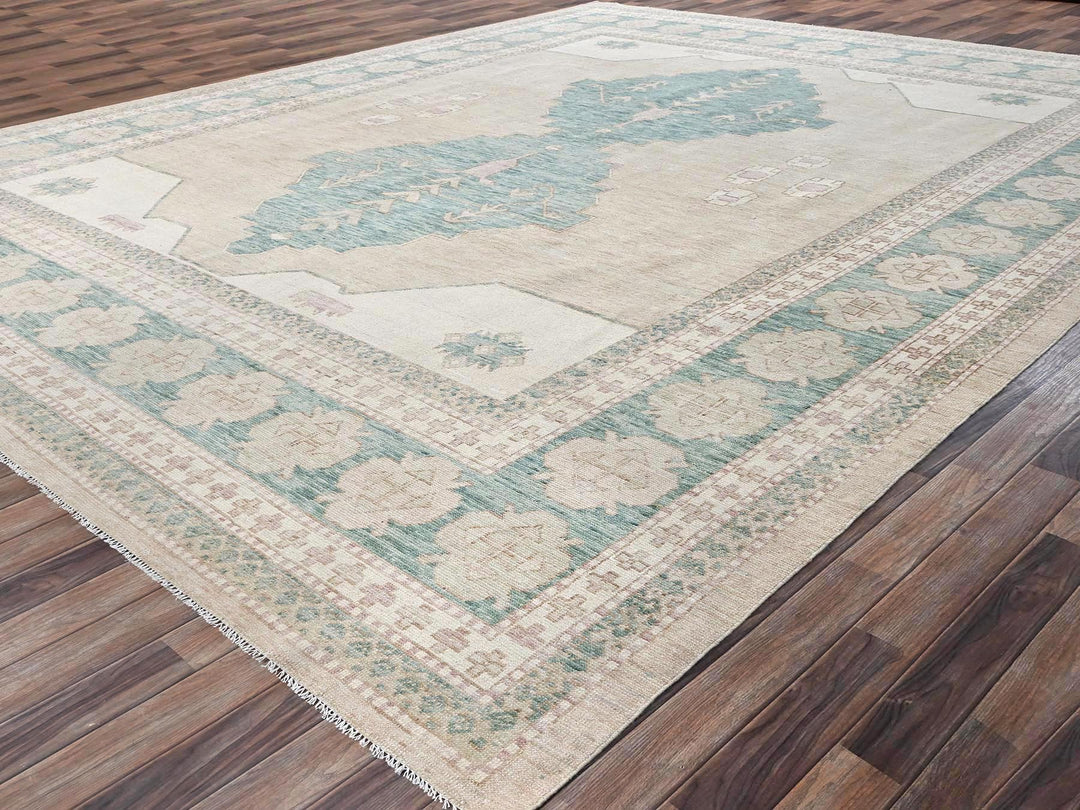 11'8" x 14'8" New Hand Knotted Brown Wool Rectangle Oriental Rug - MOA1022683