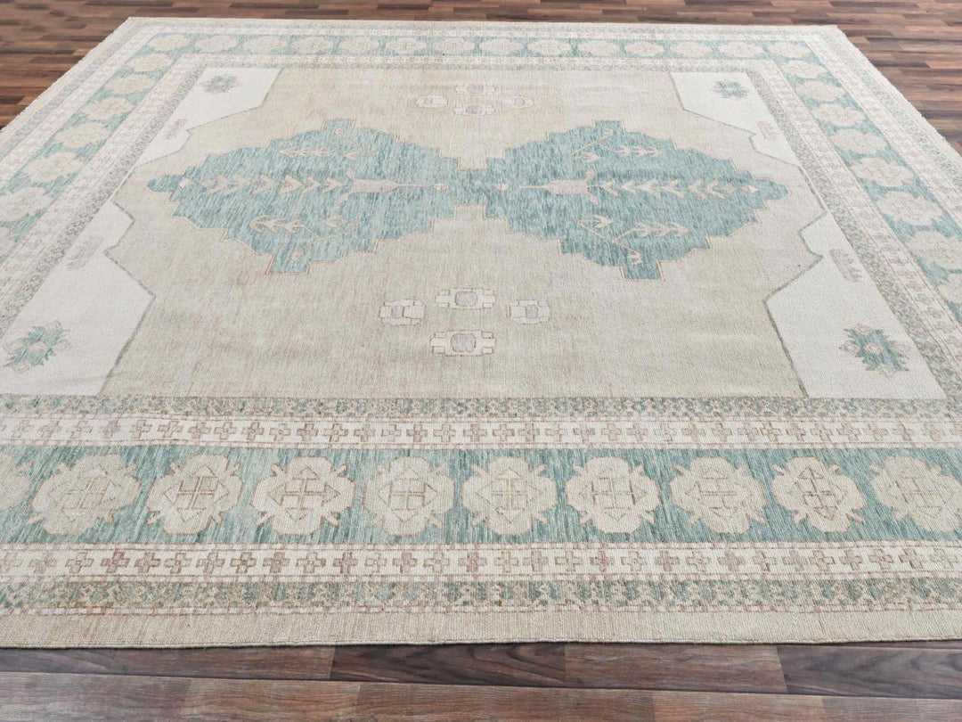 11'8" x 14'8" New Hand Knotted Brown Wool Rectangle Oriental Rug - MOA1022683