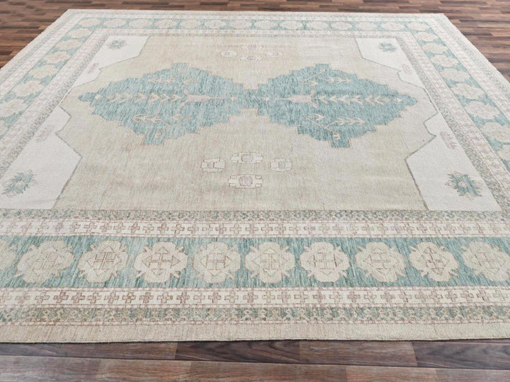 11'8" x 14'8" New Hand Knotted Brown Wool Rectangle Oriental Rug - MOA1022683