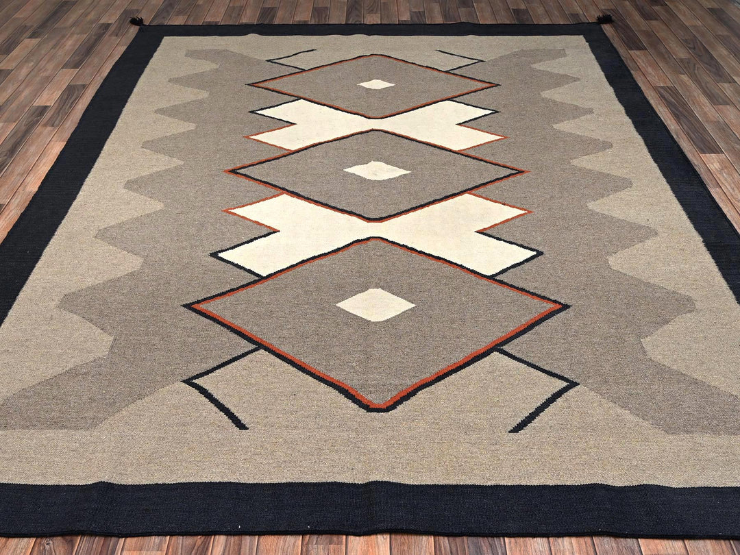 8'0" x 9'9" New Hand Woven Brown Wool Rectangle Oriental Rug - MOA1022684