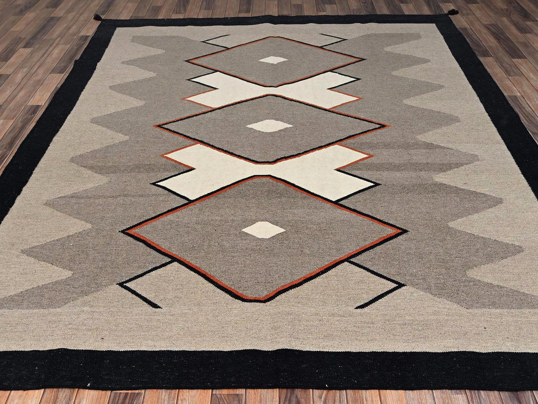 8'1" x 9'11" New Hand Woven Brown Wool Rectangle Oriental Rug - MOA1022686