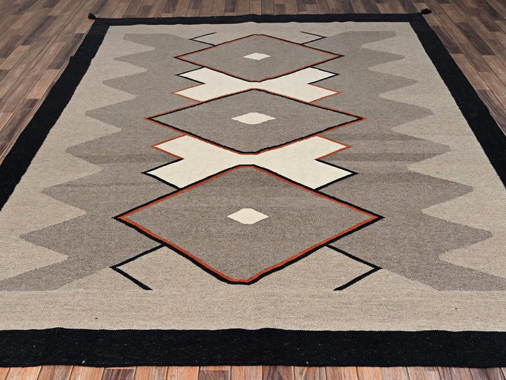8'1" x 9'11" New Hand Woven Brown Wool Rectangle Oriental Rug - MOA1022686
