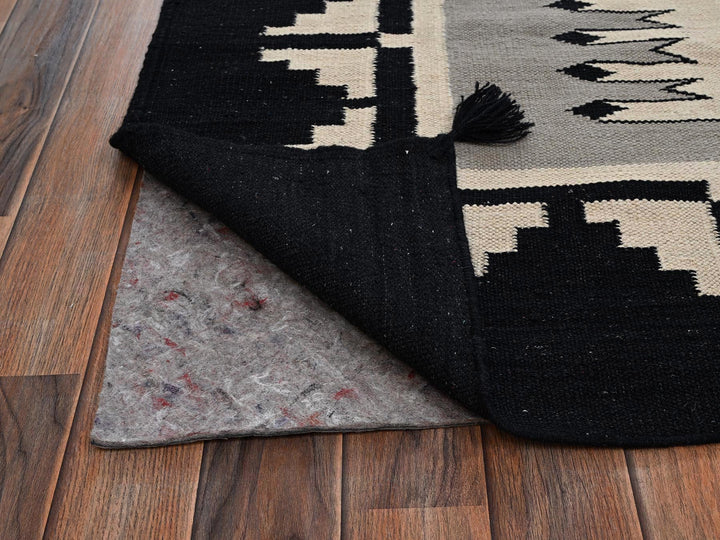 8'0" x 9'11" New Hand Woven Grey Wool Rectangle Oriental Rug - MOA1022691