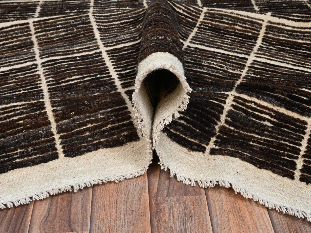 12'11" x 21'9" New Hand Knotted Brown Wool Rectangle Oriental Rug - MOA1022699