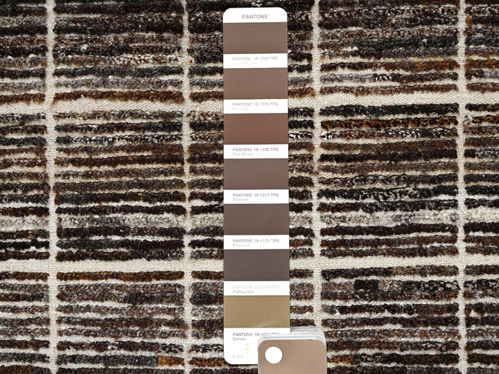 12'11" x 21'9" New Hand Knotted Brown Wool Rectangle Oriental Rug - MOA1022699