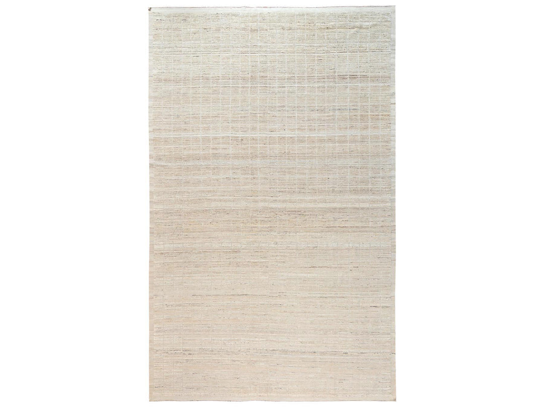 12'8" x 20'2" New Hand Knotted Ivory Wool Rectangle Oriental Rug - MOA1022700
