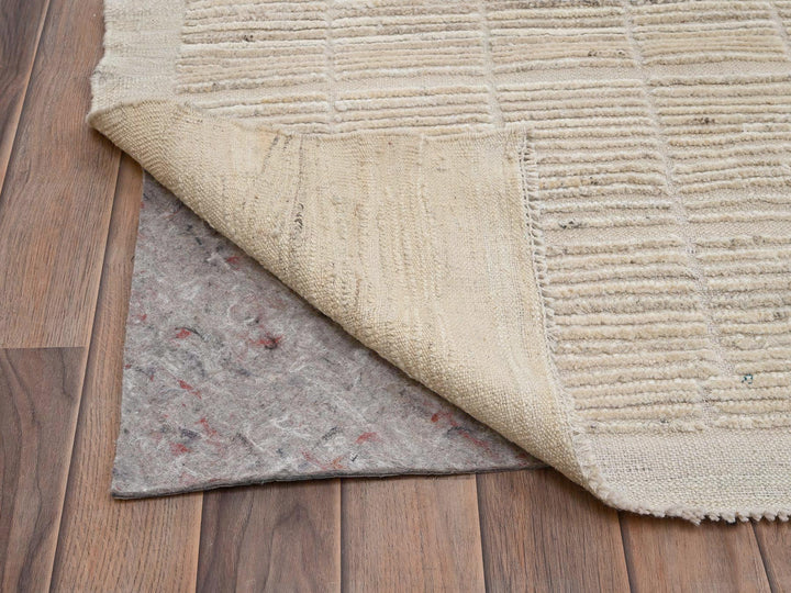 12'8" x 20'2" New Hand Knotted Ivory Wool Rectangle Oriental Rug - MOA1022700