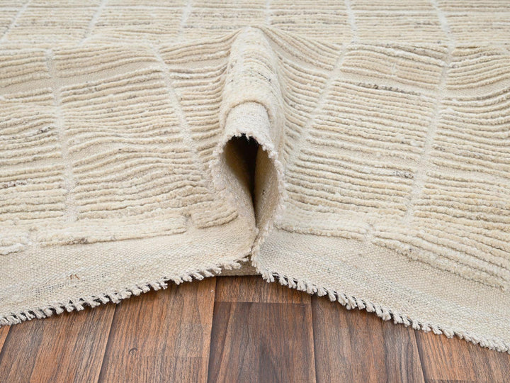 12'8" x 20'2" New Hand Knotted Ivory Wool Rectangle Oriental Rug - MOA1022700