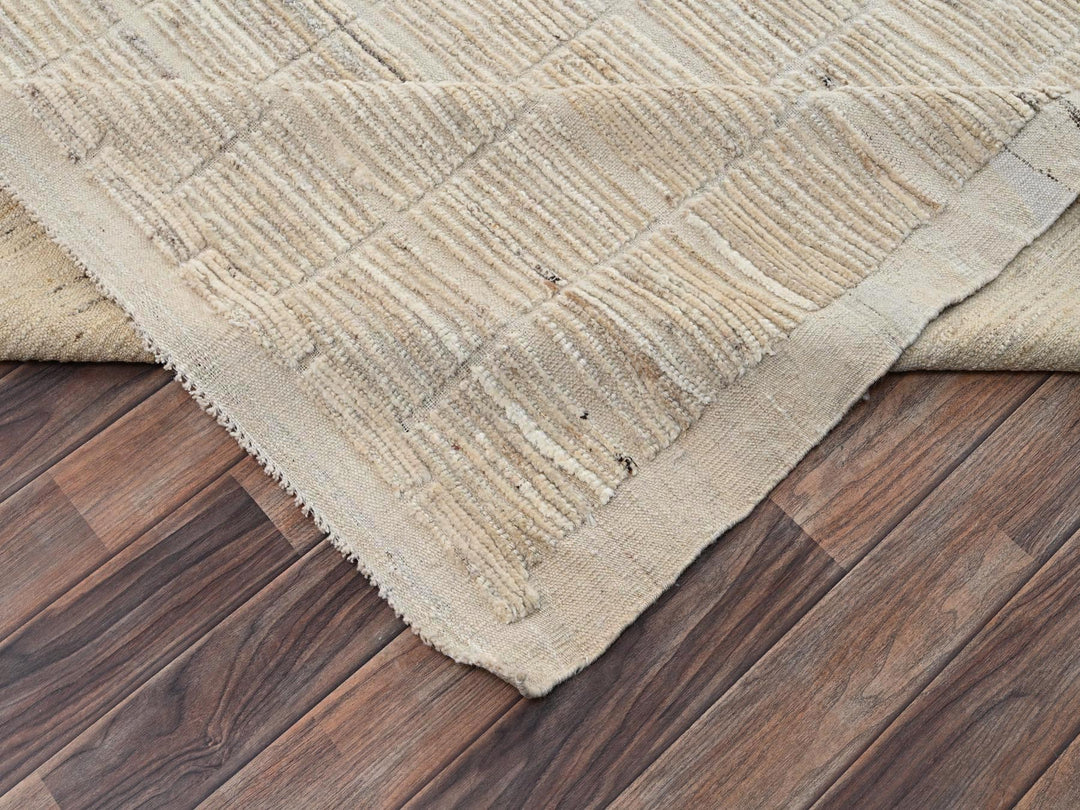 12'8" x 20'2" New Hand Knotted Ivory Wool Rectangle Oriental Rug - MOA1022700