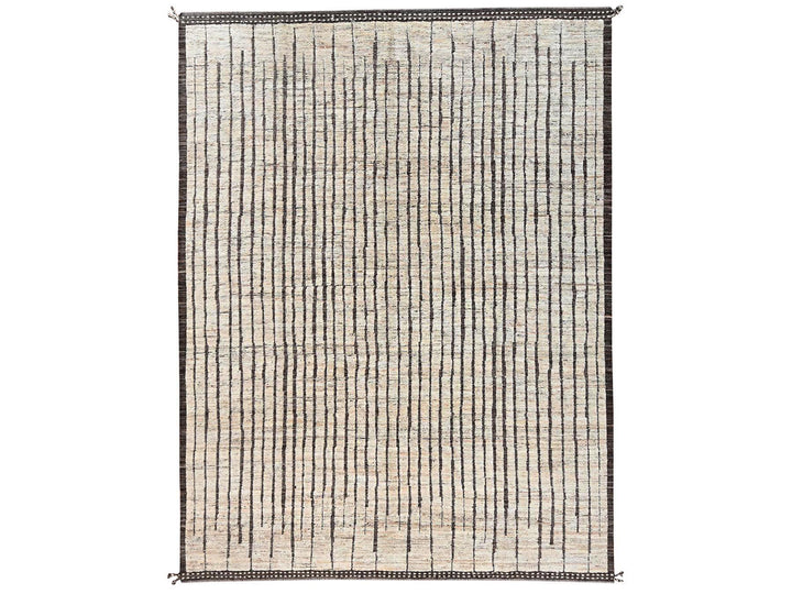 9'2" x 11'11" New Hand Knotted Ivory Wool Rectangle Oriental Rug - MOA1022701