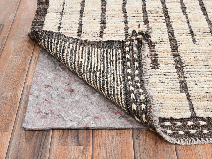 9'2" x 11'11" New Hand Knotted Ivory Wool Rectangle Oriental Rug - MOA1022701