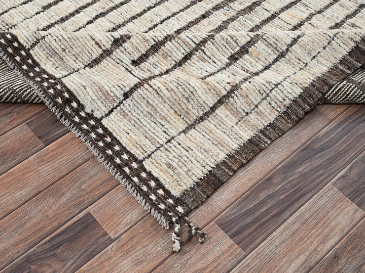 9'2" x 11'11" New Hand Knotted Ivory Wool Rectangle Oriental Rug - MOA1022701