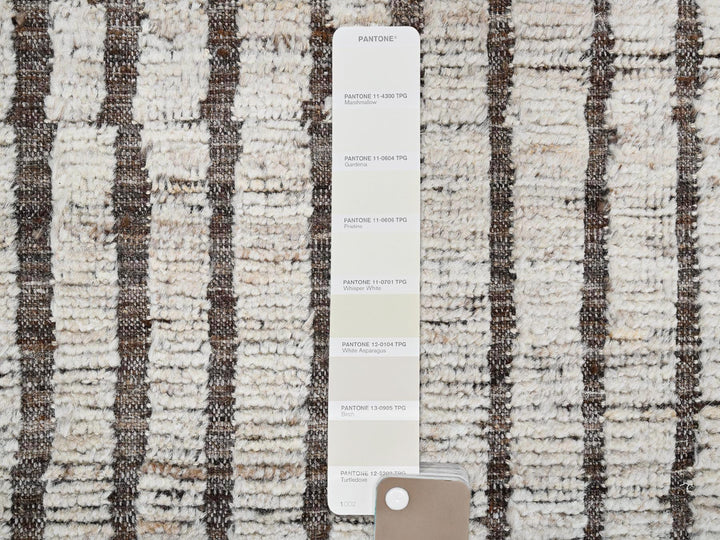 9'2" x 11'11" New Hand Knotted Ivory Wool Rectangle Oriental Rug - MOA1022701