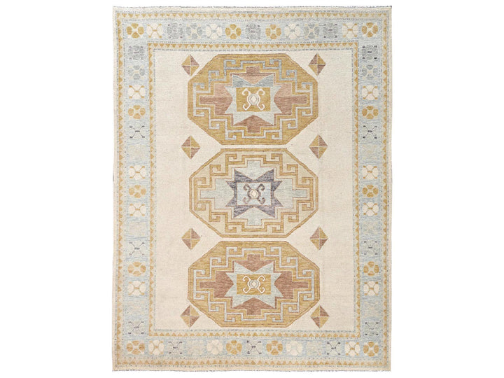 7'11" x 10'2" New Hand Knotted Ivory Wool Rectangle Oriental Rug - MOA1022706