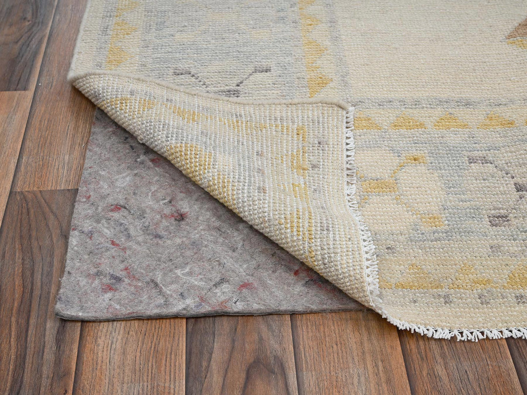7'11" x 10'2" New Hand Knotted Ivory Wool Rectangle Oriental Rug - MOA1022706