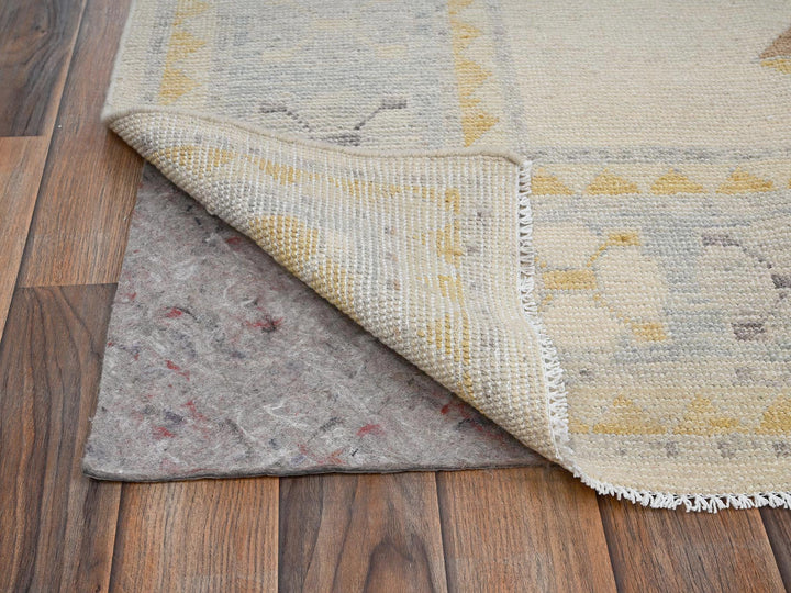 7'11" x 10'2" New Hand Knotted Ivory Wool Rectangle Oriental Rug - MOA1022706