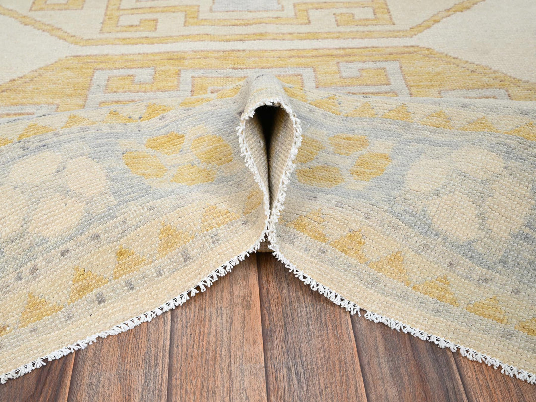 7'11" x 10'2" New Hand Knotted Ivory Wool Rectangle Oriental Rug - MOA1022706
