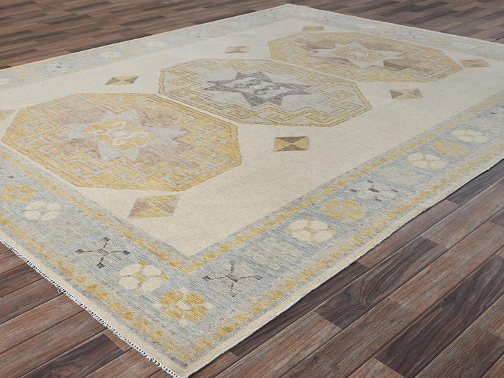 7'11" x 10'3" New Hand Knotted Ivory Wool Rectangle Oriental Rug - MOA1022707