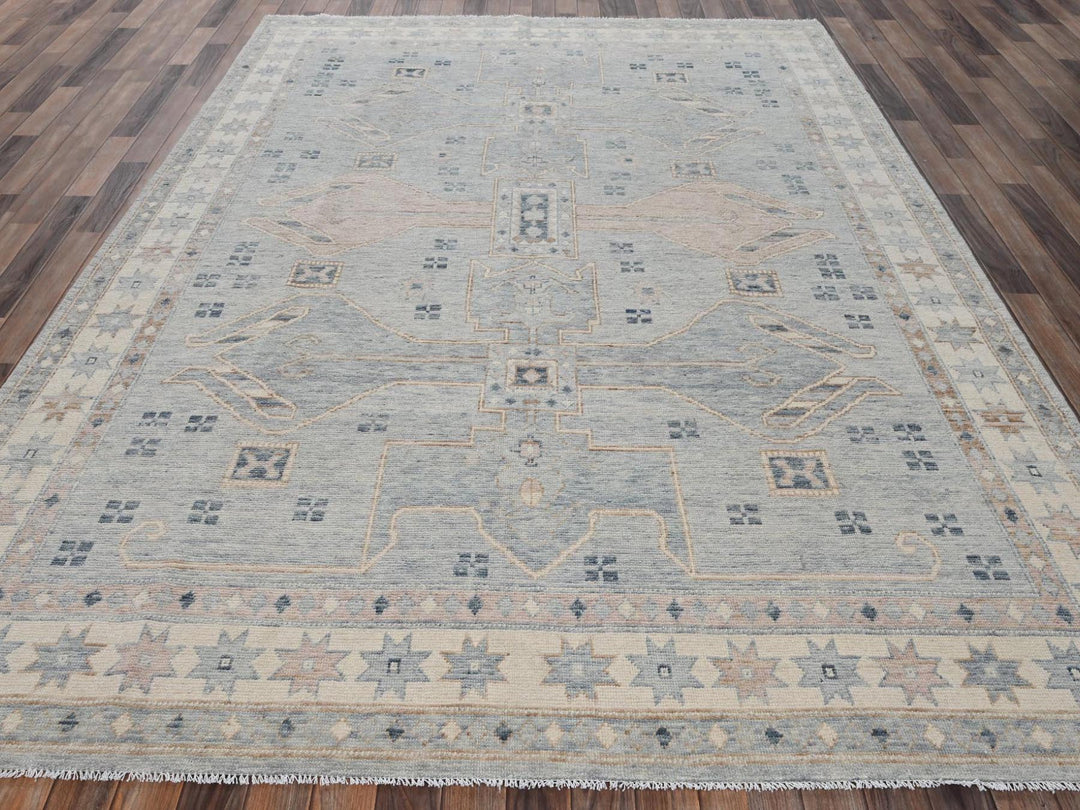 7'8" x 10'7" New Hand Knotted Blue Wool Rectangle Oriental Rug - MOA1022708