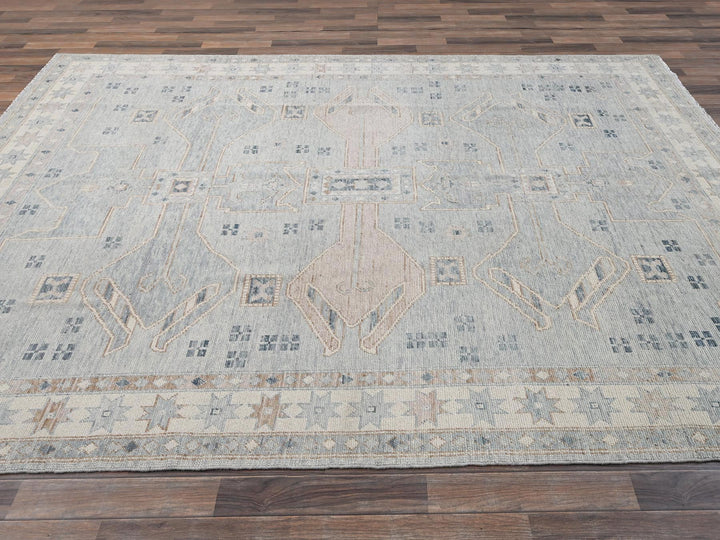 7'8" x 10'7" New Hand Knotted Blue Wool Rectangle Oriental Rug - MOA1022708