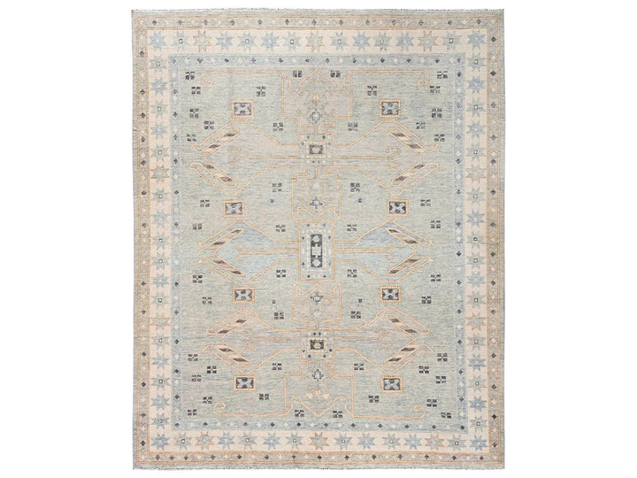 7'11" x 9'9" New Hand Knotted Grey Wool Rectangle Oriental Rug - MOA1022710