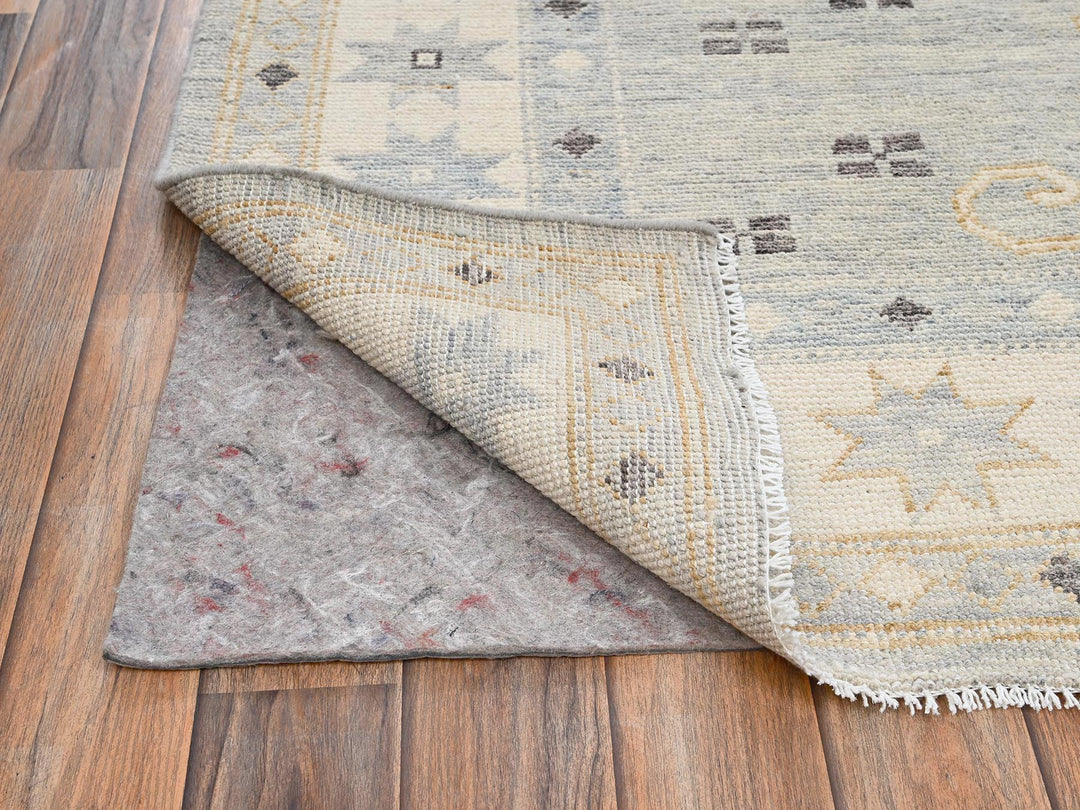 7'11" x 9'9" New Hand Knotted Grey Wool Rectangle Oriental Rug - MOA1022710