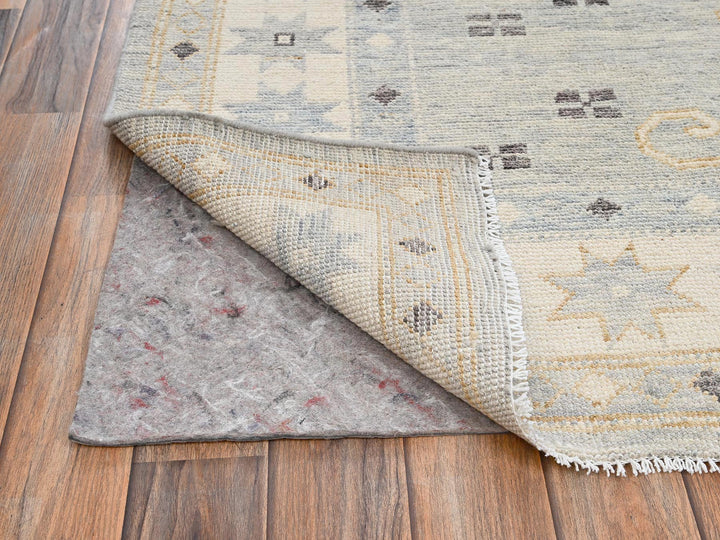 7'11" x 9'9" New Hand Knotted Grey Wool Rectangle Oriental Rug - MOA1022710
