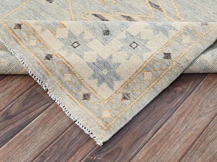 7'11" x 9'9" New Hand Knotted Grey Wool Rectangle Oriental Rug - MOA1022710