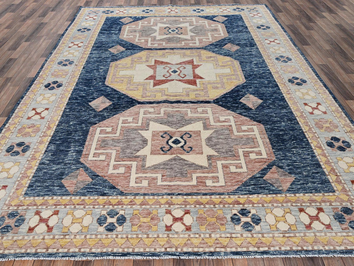 8'8" x 11'9" New Hand Knotted Blue Wool Rectangle Oriental Rug - MOA1022711