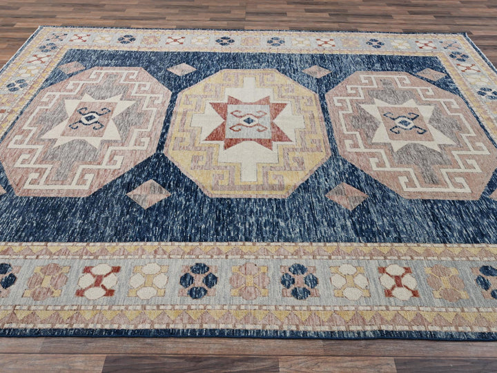 8'8" x 11'9" New Hand Knotted Blue Wool Rectangle Oriental Rug - MOA1022711